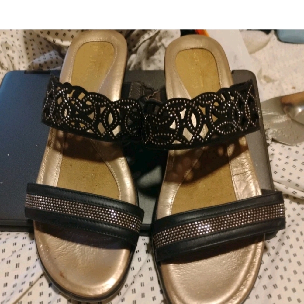 Naot Black and Gold Women's Sandals